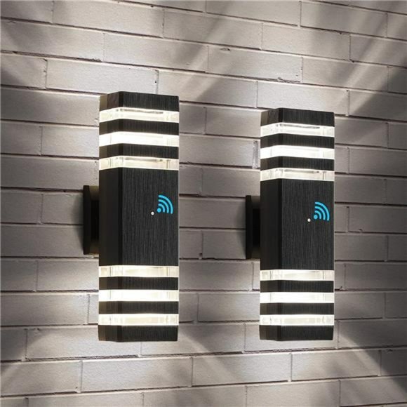 Dusk to Dawn Outdoor Wall Lights, Modern Exterior Light Matte Black, 2 Pack - Picture 1 of 5